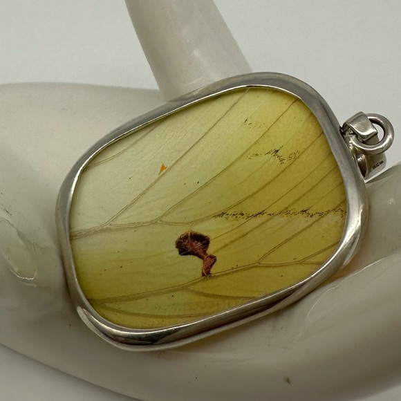 Sterling Silver Great Orange Tipped Butterfly Wing Pendant Unique and Authentic! - Picture 12 of 13